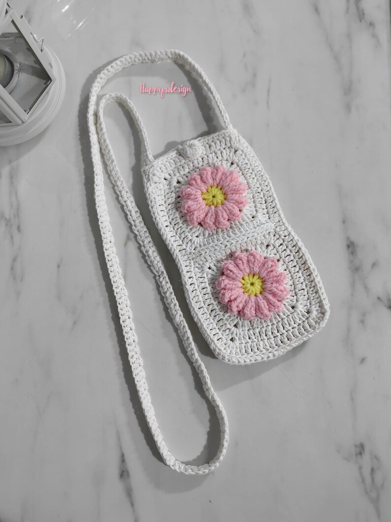 Crochet Mobile Phone Bag, Crossbody Bag, Phone Bag, Bags for Phones, Gifts zdjęcie 6