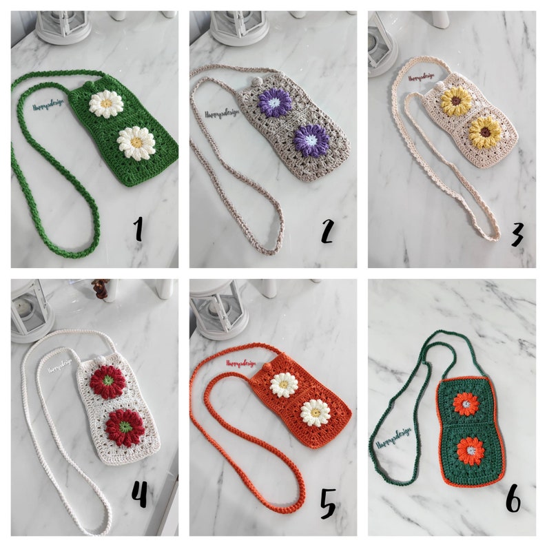 Crochet Mobile Phone Bag, Crossbody Bag, Phone Bag, Bags for Phones, Gifts image 1
