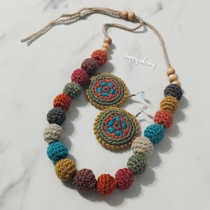 crochet necklace and earring set