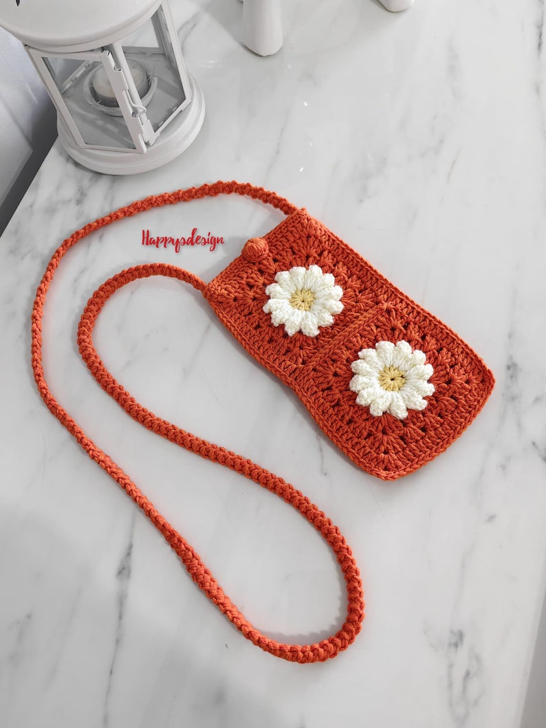 Crochet Mobile Phone Bag, Crossbody Bag, Phone Bag, Bags for Phones, Gifts zdjęcie 5