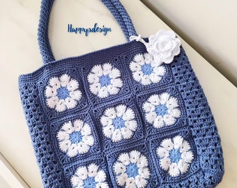 Crochet Patchwork Large Shoulder Bag, Colorfull Crochet Tote Bag, Mother Day Gift, Birthday Gift, For Her Gift, Gift