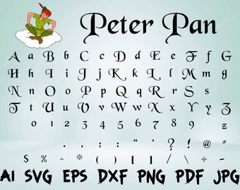 peter pan svg font ttf instant download