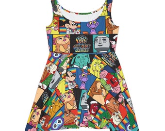 EPCOT Center color block pattern Women's Skater Dress (AOP)