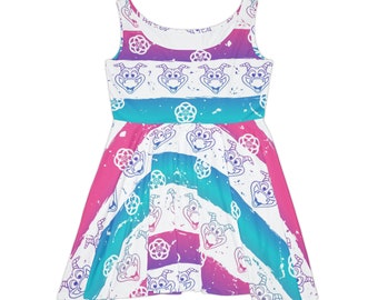 Tie-Dye EPCOT Figment Women's Skater Dress (AOP)