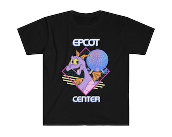 80er Jahre EPCOT Zentrum Figment Raumschiff Erde Unisex Softstyle T-Shirt