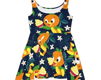 Orange Bird Citrus Swirl Women's Skater Dress (AOP)