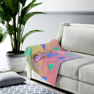 80's Pastel Figment EPCOT Center Velveteen Plush Blanket