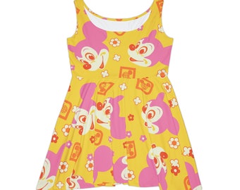 Retro WDW pattern Women's Skater Dress (AOP)