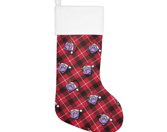 Santa Figment Plaid Holiday Stocking