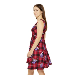 Santa Figment Plaid Women's Skater Dress AOP image 5