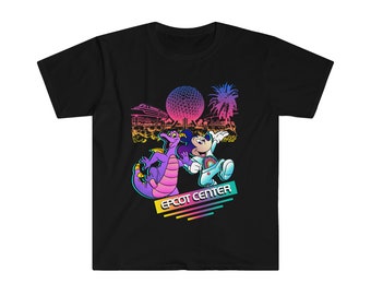 NEON EPCOT Center Figment Unisex Softstyle T-Shirt