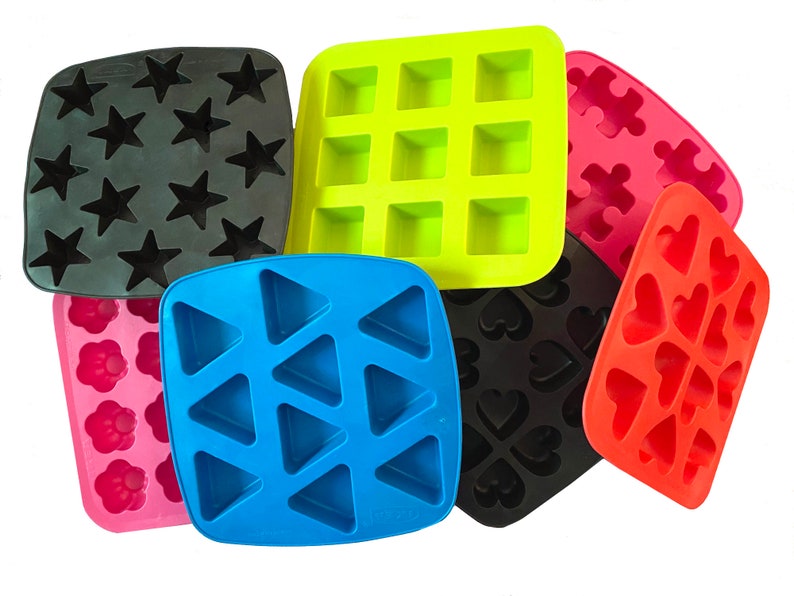 NEW Soap Molds in Various Small Shapes, Hearts, Squares, Flowers, Triangles, Fish Etc. B1 image 1