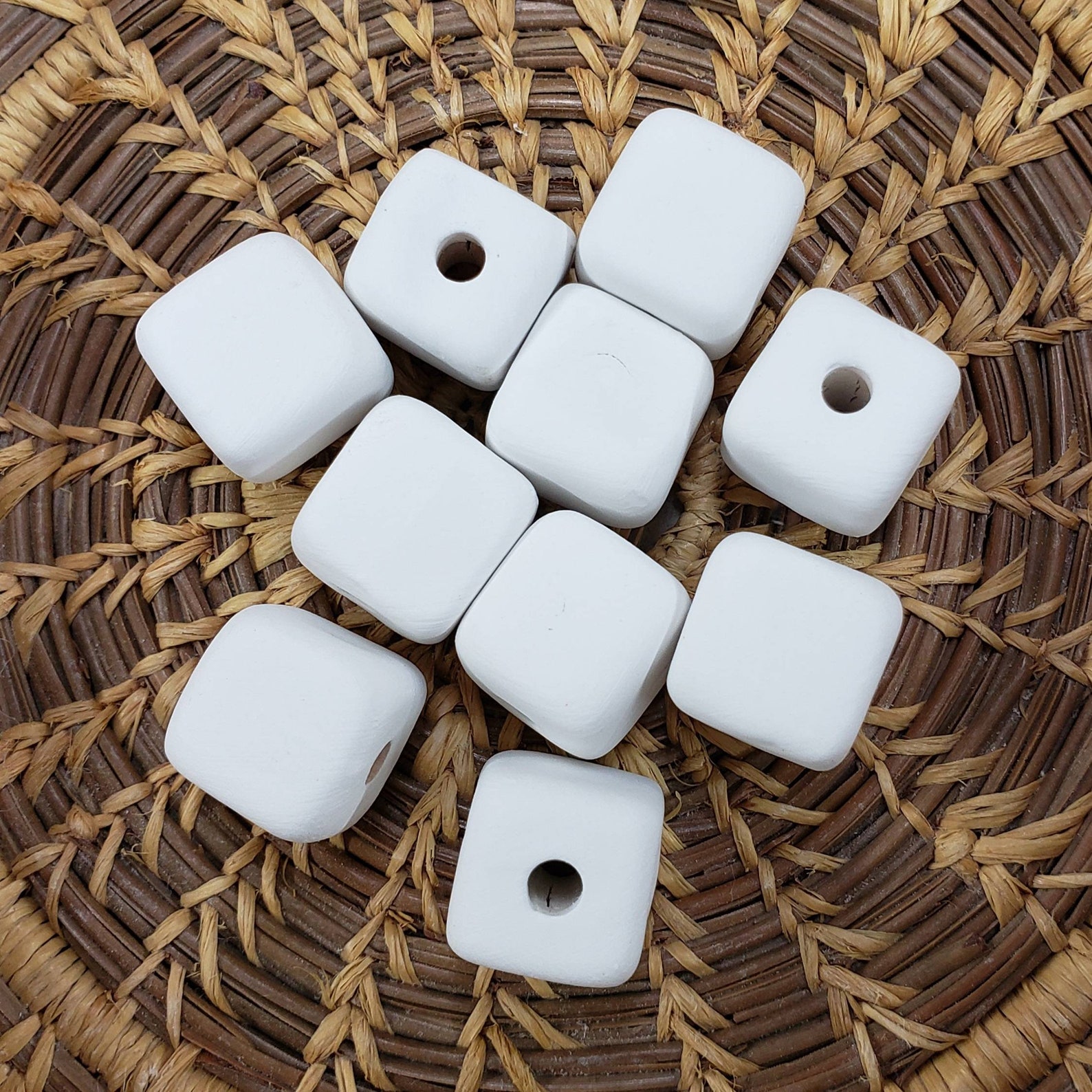 3/4 Earthenware Bisque Square Beads Bisque Bead Blanks Etsy