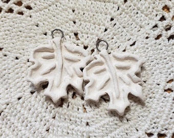 2 STONEWARE Bisque Maple Leaves, Stoneware bisque, Ceramic Bisque Pendant, Maple Leaf Pendant, Bisque Maple Leaves, Bisque Blanks,