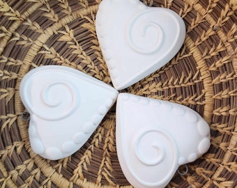 Bisque Heart Pendants, Stoneware bisque, Ceramic Bisque, Heart Pendant, Ceramic Hearts, Bisque Blanks