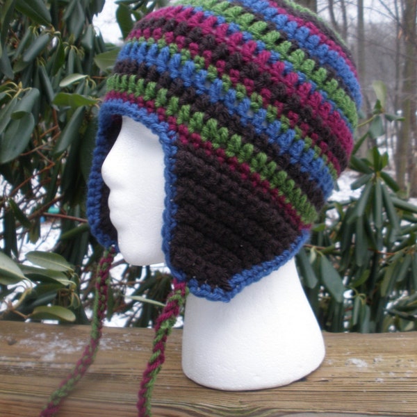 Crochet Raies Hat with Earflaps PDF Pattern