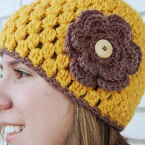 Crochet Hat Pattern Beanie Cloche with Flower Jenny Lee. Instant Download image 2