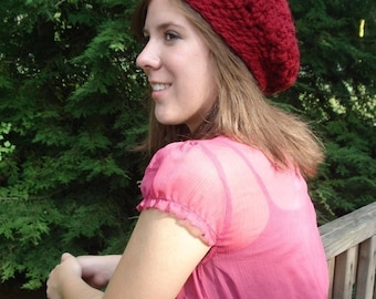 Crochet Beret Hat Pattern - Bonjour Beret Women's Hat For Fall Or Winter - Instant Download