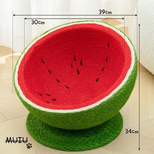 WARERMELON Cat Scratching Post and Bed, Watermelon Claw Scratching Board  Featuring with Natural Sisal Scratching Poles,