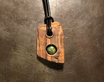 Spalted curly maple and chrysocolla pendant