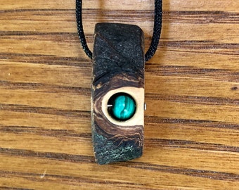 Cherrywood and Malachite pendant