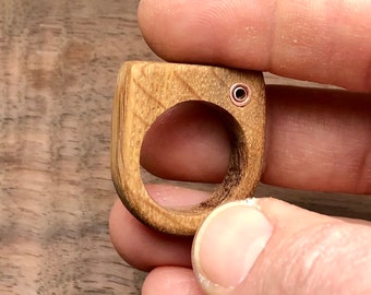 White oak ring with copper tube rivet