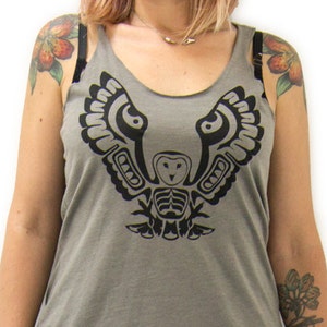 Women's Owl Totem Tank Top Venetian Gray image 1