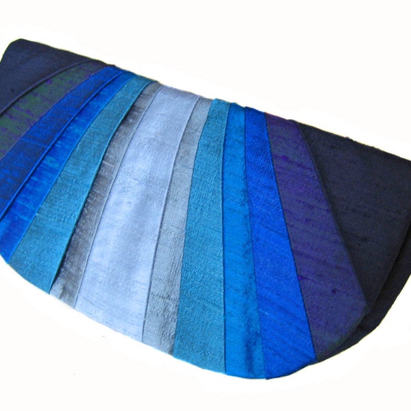 Indigo Monochromatic Pleated Silk Clutch Purse