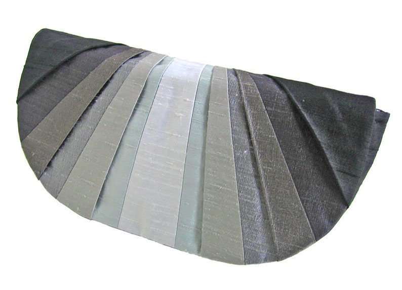 Grayscale Monochromatic Pleated Silk Clutch Purse image 1