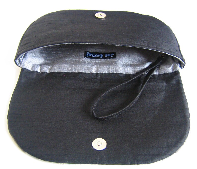 Grayscale Monochromatic Pleated Silk Clutch Purse image 4