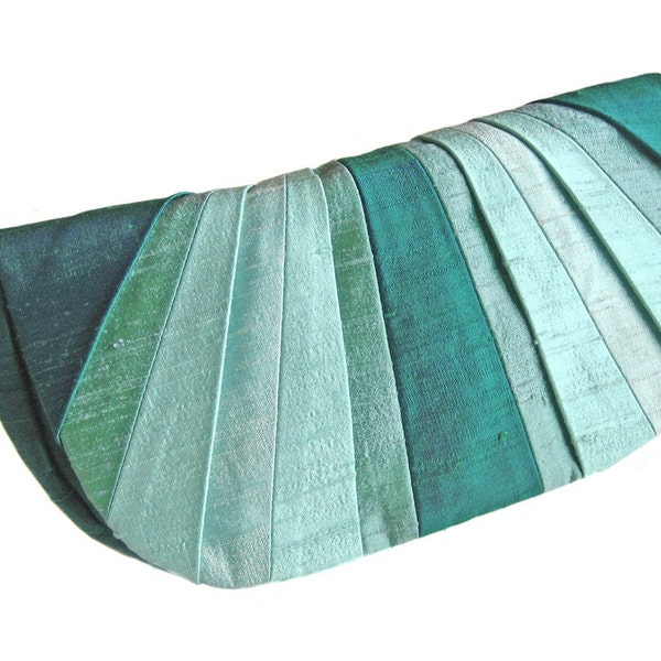 Pleated Silk Clutch Purse - Underwater Aquas