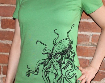 Women's Octopus T-Shirt Leaf Green