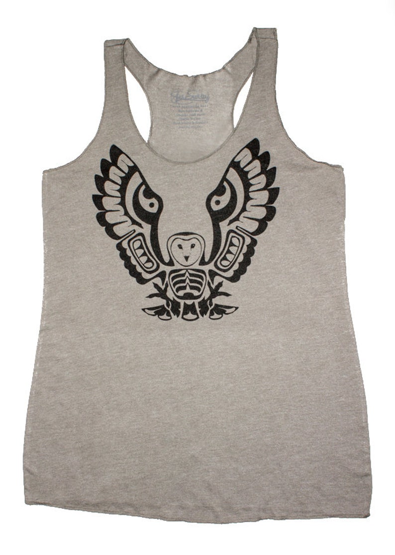 Women's Owl Totem Tank Top Venetian Gray image 2