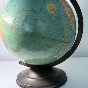Vintage, 1940&#39;s World Globe 10&quot; Standard Globe Made by Replogle Globes on Stand