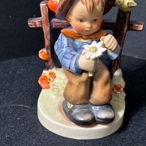 Hummel Figurine #174, Goebel Hummel, She Loves Me She Loves Me Not, TMK 3 c.1950s,Vintage 4.5 inches tall 4 inches wide