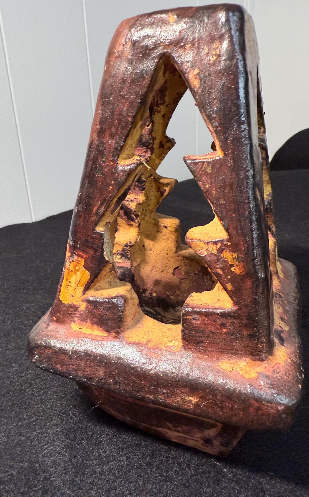 Vintage, Studio Pottery, Very Solid, Clay, Triangular Form, With a Tree ...