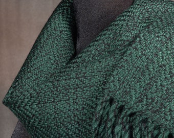 Forest Green scarf /HEAVYWEIGHT winterwear / handwoven scarf / merino wool scarf / man's scarf / woman's scarf