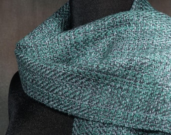 Green slate tweed scarf / handwoven scarf / merino wool scarf / winter scarf / man's scarf / woman's scarf