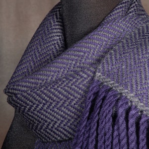 Charcoal on navy blue scarf / HEAVYWEIGHT winterwear / handwoven scarf / merino wool scarf / man's scarf / woman's scarf image 1