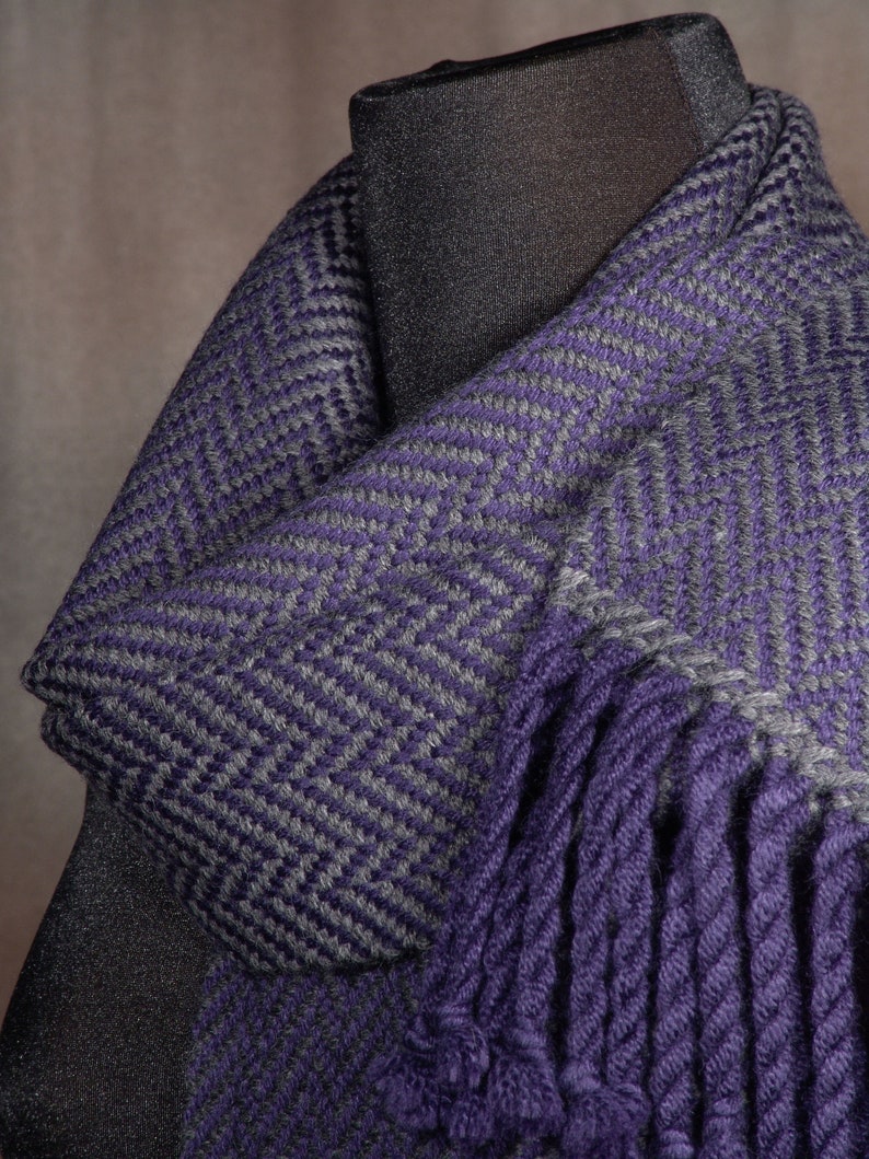 Charcoal on navy blue scarf / HEAVYWEIGHT winterwear / handwoven scarf / merino wool scarf / man's scarf / woman's scarf image 1