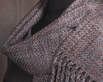 Rustbelt taupe / hand woven merino wool winter scarf / man scarf