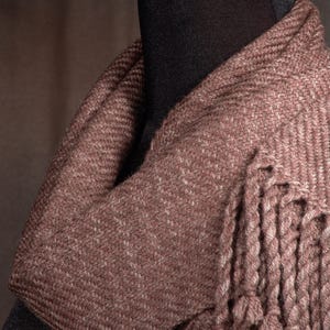 Brown houndstooth tweed scarf / handwoven scarf / merino wool scarf / winter scarf