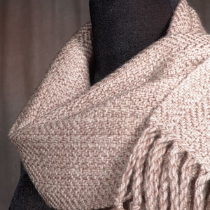 Oatmeal beige scarf / Heavyweight winter scarf / Merino wool scarf  Handwoven scarf