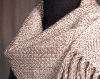 Oatmeal beige scarf / Heavyweight winter scarf / Merino wool scarf  Handwoven scarf