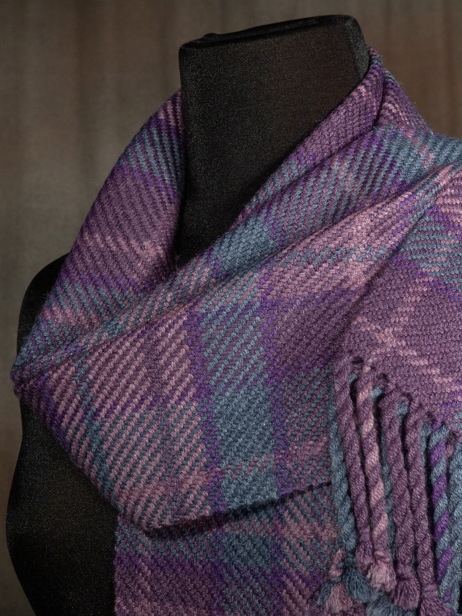 Muted purple plaid scarf / handwoven scarf / merino wool scarf | Etsy