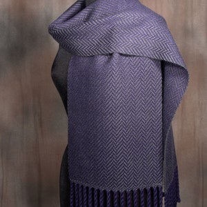 Charcoal on navy blue scarf / HEAVYWEIGHT winterwear / handwoven scarf / merino wool scarf / man's scarf / woman's scarf image 2