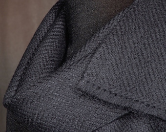 NO FRINGE - Black scarf / handwoven scarf / merino wool scarf / winter scarf