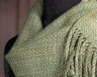 chartreuse tweed scarf / handwoven scarf / merino wool scarf / winter scarf