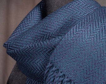 Dark Blue scarf / HEAVYWEIGHT winterwear / handwoven scarf / merino wool scarf / man's scarf / woman's scarf