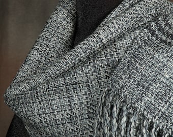 Salt and pepper scarf / handwoven scarf / merino wool scarf / winter scarf